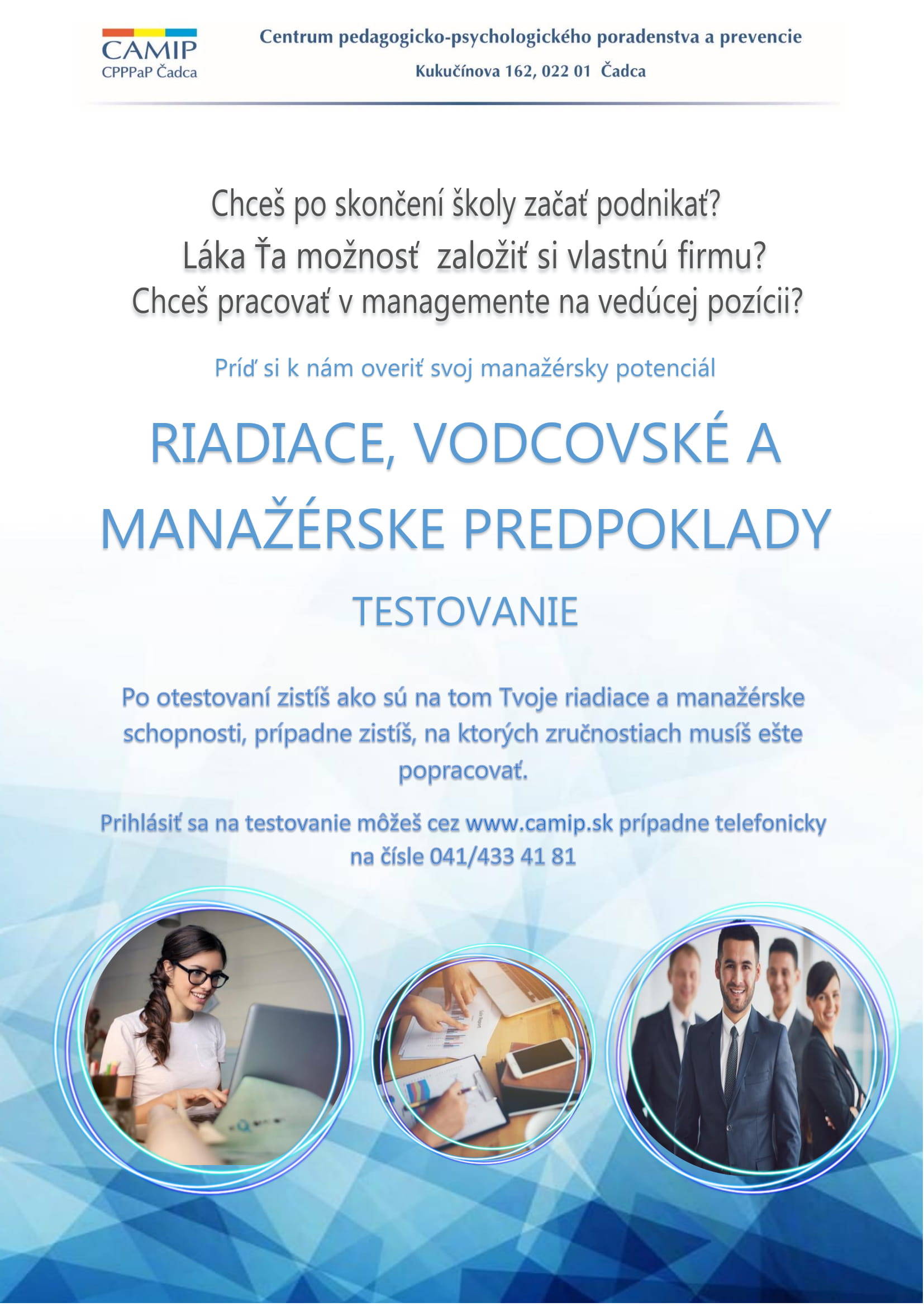 Riadiace, vodcovské a manažérske predpoklady - CPPaP Čadca