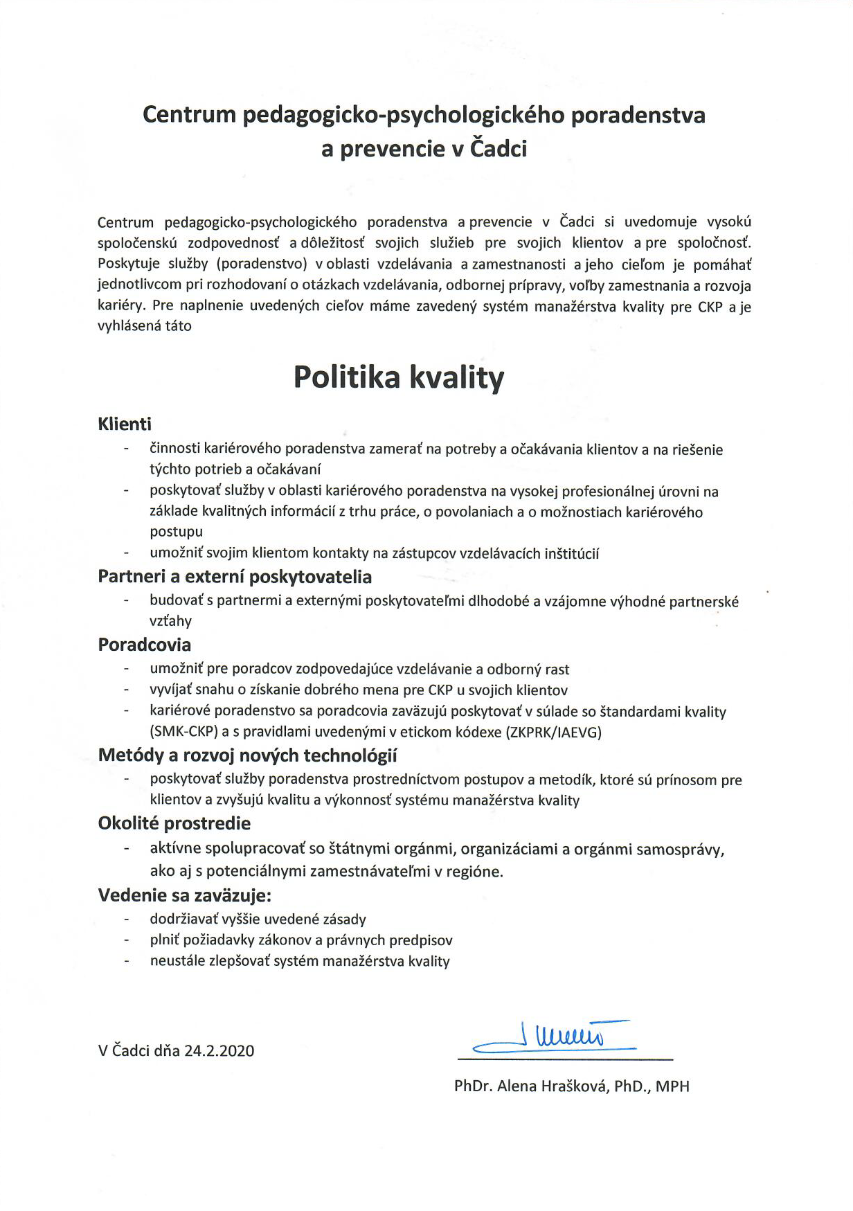 politika kvality